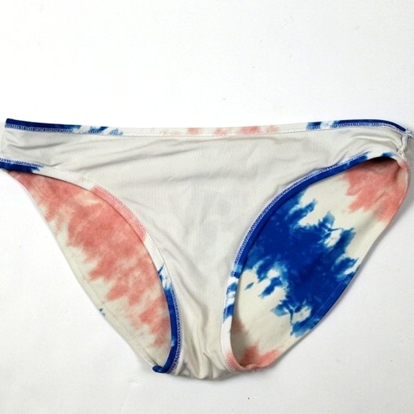 Aerie Pink Blue White Tie Dye Longline Bikini Swimsuit 2 Piece Size Large - Picture 8 of 16